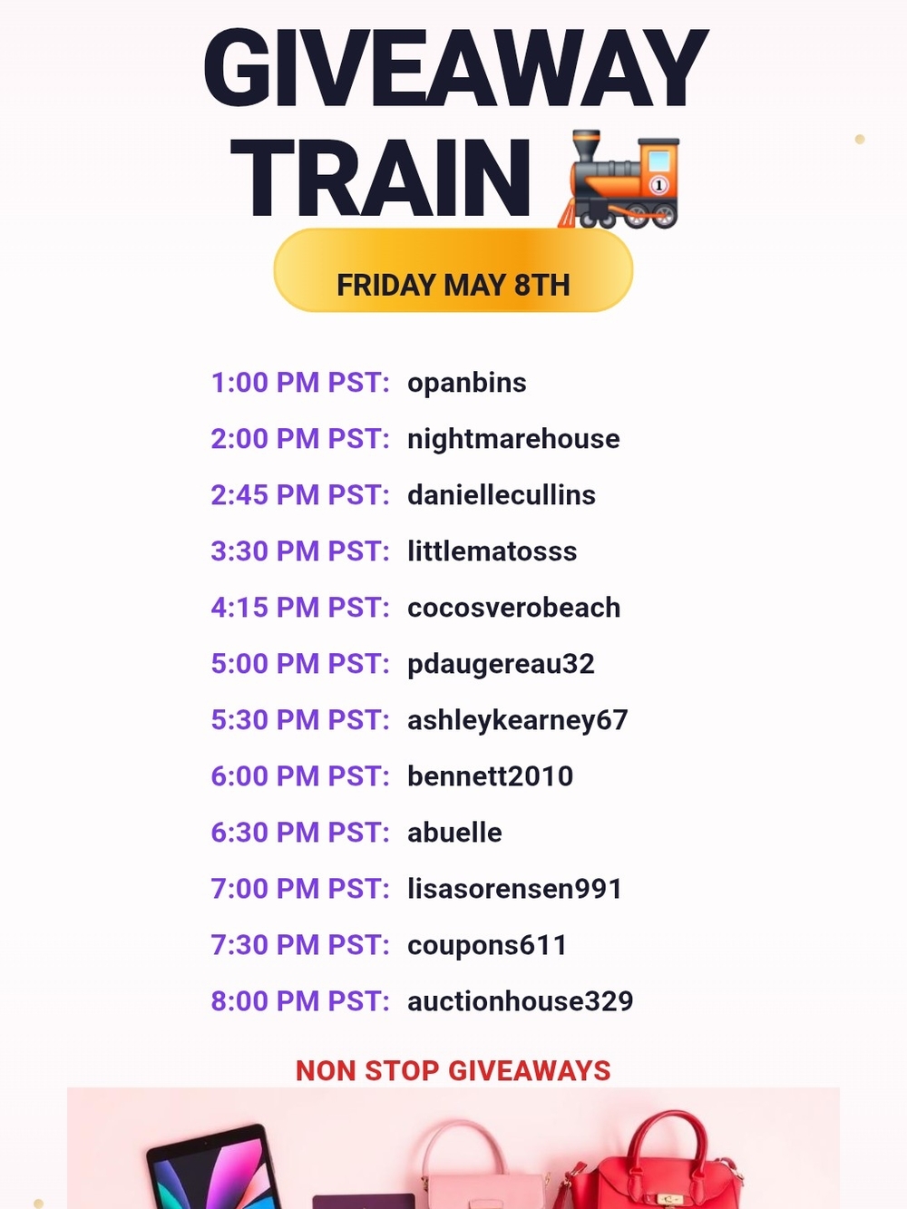 OPANBINS NONSTOP GIVEAWAY TRAIN PDAUG